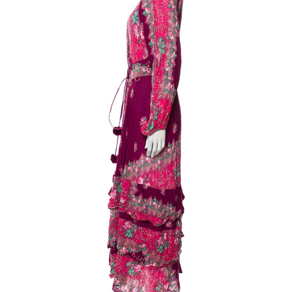 Figue Floral Silk Wrap Dress M/L - Picture 2 of 9